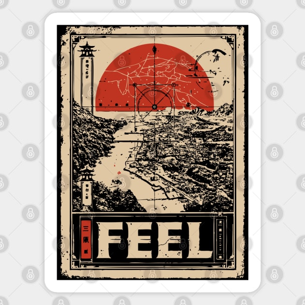 FEEL – Abstract Sun & Ocean Emotion Poster Magnet by TuncGK